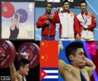 Podyum Halter-Erkekler 77 kg, Lu Xiaojun, Wu Jingbao (Çin) ve Iván Rodríguez (Küba) - Londra 2012 - değiştirme
